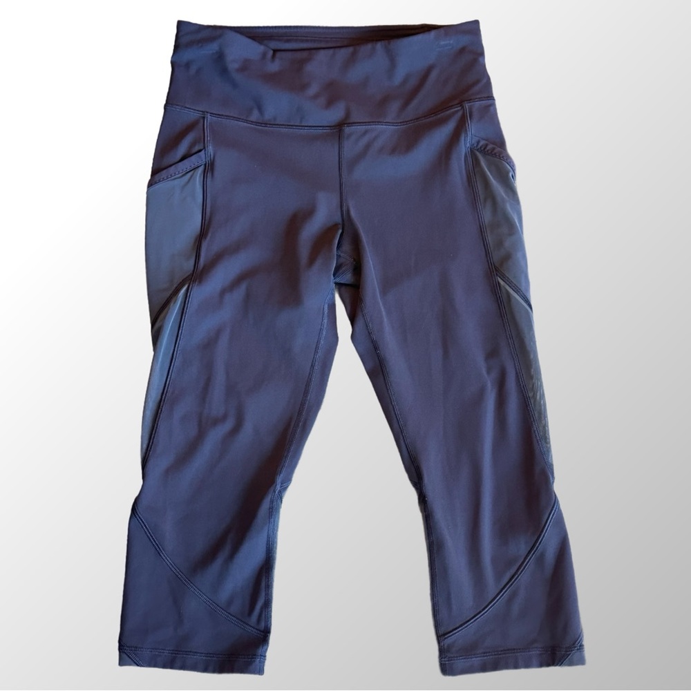 lululemon athletica Leggings Women’s 8 Dark‎ Purple Cropped with Sheer Panels - Picture 2 of 8